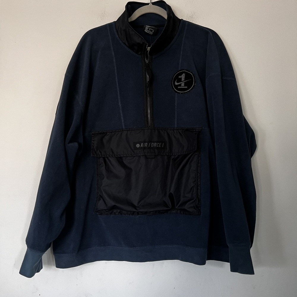 Nike Airforce 1 Jacket Sweater Men XL Anorak Fleece 1/4 Zip Pullover Long Sleeve